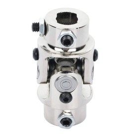 ROADFAR Power Steering Rack and Pinion Coupler 13/16"-36 Spline * 3/4" DD Chrome Single U-Joint Shaft 83mm