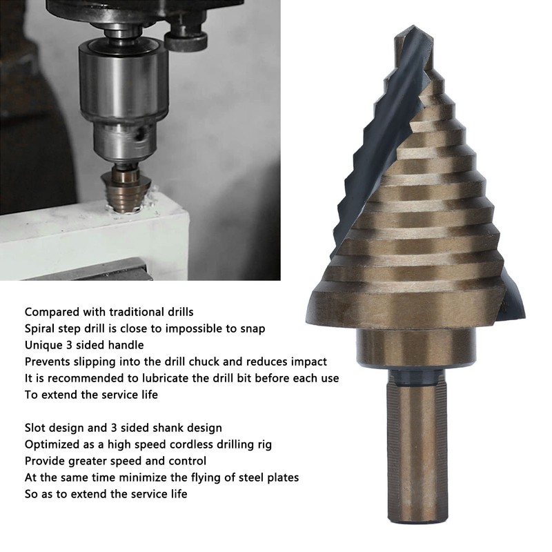 Spiral Step Drill Bit 10 Size Dark Yellow High Speed