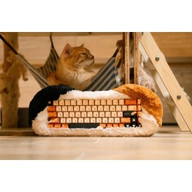 DRY STUDIO PETBRICK 65 2.4G Wireless Gaming Keyboard 65%, World's First Fluffy, Pettable Custom Mechanical Leaf Spring Keyboard, Switch Between Two Styles Any Time, Odd Eye