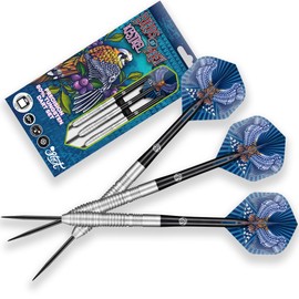 Shot! Darts Steel Tip, Birds of Prey Kestrel (23g/24g/25g/27g), 90% Tungsten Barrel, Handcrafted Professional Dart Set & Flights Made in New Zealand, Metal Tip for Bristle Dartboard