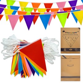 Multicolor Bunting Banner Party Decoration 20M 56 Pieces Waterproof for Indoor Outdoor Birthday Wedding Party Baby Shower Garden Home Decoration