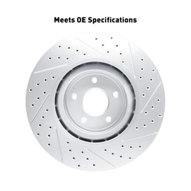 Dynamic Friction Company Front Rear Brake Rotors-Drilled and Slotted-Silver with 3000 Series Ceramic Brake Pads 7304-03083