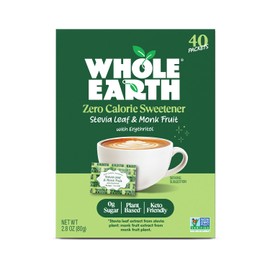Whole Earth Sweetener Co. NATURE SWEET Stevia & Monk Fruit Sweetener, Erythritol Sweetener, Stevia Packets, Sugar Substitute, Natural Sweetener, 40-Count