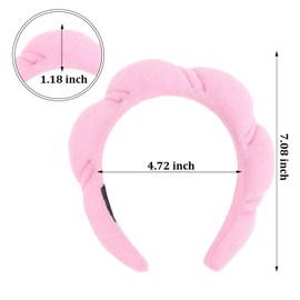 Ondder Pink Makeup Headband Spa Headband for Washing Face Sponge Face Wash Headband Cute Skin Care Headbands Hair Band Puffy Skincare Facial Make Up Hair Headband Head Bands for Women Girls