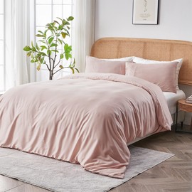 SIJO AiryWeight Duvet Cover, 100% Lyocell Derived from Eucalyptus, Buttery Soft, Best Cooling Sheets by Architectural Digest (Blush, King/Cal King 106"x90")