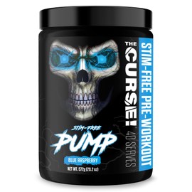 JNX SPORTS The Curse Pump  Stim-Free Pre-Workout  Blue Raspberry 40 Serves  Caffeine-Free Pump Pre Workout, Non-Stim Nitric Oxide Preworkout for Men  