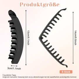 6 Piece Banana Clip Matte Colours Set, Banana Clip Hair 13 x 3 cm / 5.1 inch x 1.1 inch with Metal Spring for Clip for Thin Hair and Thick Hair, Women's Ponytail Holder Hairstyles