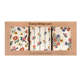 Emma Bridgewater Poppies Round Tin Tea Caddies, Floral Design, Set of 3, 106mm Diameter x 150mm Height
