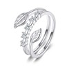 SHEAISRS 925 Sterling Silver Branch Leaf Ring Opening Adjustable Ring