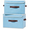 2PCS Storage Boxes with Lids Cotton Linen Fabric Bins Baskets