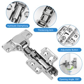 Pack of 4 Hinges for Cabinet Doors, Pot Hinges 35 mm Opening Angle 95°-100°, Soft Close Hinge with Hydraulic Spring Cabinet Chain Doors, Kitchen Cabinet Hinges for Cupboard Door, Wardrobes