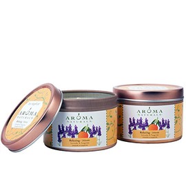 Aroma Naturals Tin Candle Essential Oil Natural Soy Scented, Lavender and Tangerine, 2 Count
