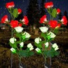 Woanger 4 Pcs Solar Flowers Cemetery Grave Decorations Outdoor LED