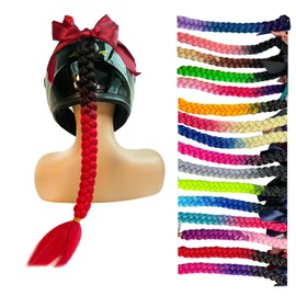 HHongJM Helmet Hair Helmet Pigtails Gradient Ramp Braids Ponytail with Suction Cup for ABS, PC, Fiberglass, Thermoplastic Motorcycle Bike G001 (Helmet NOT Included)