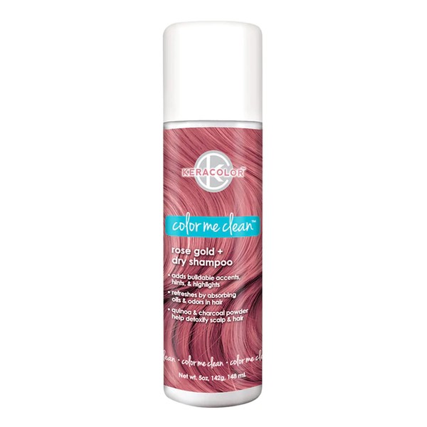 Keracolor Color Me Clean Dry Shampoo with Color Volume Powder For Blonde and Dark Hair, Rose Gold