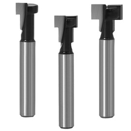 Maxmoral 3PCS Lock Hole Router Cutter Set 1/4 Inch Shank Carbide T Slot Router Bits Blade Diameter 5/16inch 3/8inch 1/2 inch Suitable for Wood MDF Laminate Particle Board
