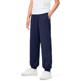 Auranso Boys Sweatpants Althetic Mesh Quick Dry Sports Pants for Kids Joggers Workout with Pockets Drawstring Navy 11-12Years