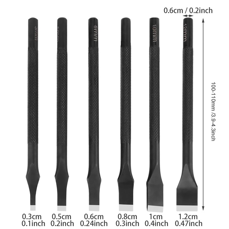 Leather Punch Tools, Metal 6Pcs Leather Straight Slot Punch for