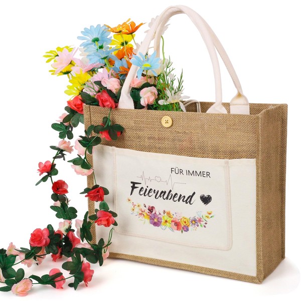 Dncvb Rentner Jutetasche, Renteneintritt Geschenk Frau, Rentnerin Tasche, Jute Bag