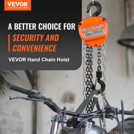 VEVOR Hand Chain Hoist, 1 Ton 2200 lbs Capacity 20 FT Come Along, G80 Galvanized Carbon Steel with Double-Pawl Brake, Auto Chain Leading & 360° Rotation Hook, for Garage Factory Dock