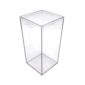 Gary Plastic Packaging Twenty-five (25) Crystal Clear Hard Plastic Display Case for Collectibles, Clear Gift Box for Party Favors, 4" Square x 8" Tall, Made in USA