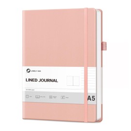 Lonely Oak Notizbuch A5 Liniert Hardcover, 120g/m²Dickes Premium Säurefreies Papier, 160 Seiten Journal mit Gummiband & Innentasche, 14,5 x 21,3 cm (Rosa)