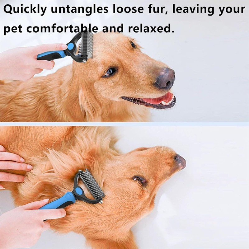 Pet Pro Grooming Tool, 2-in-1 Deshedding Dog Brush with 9/21