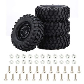 Dilwe RC Car Tyres, Pack of 4 Rubber Tyres for 1:10 Rock Crawler Offroad RC Remote Control Car Accessory Part