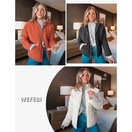 Wefebi Womens Dolman Quilted Lightweight Jackets Full-zip Stand Collar Loose Warm Winter Outwears with Pockets(0003-Black-L)