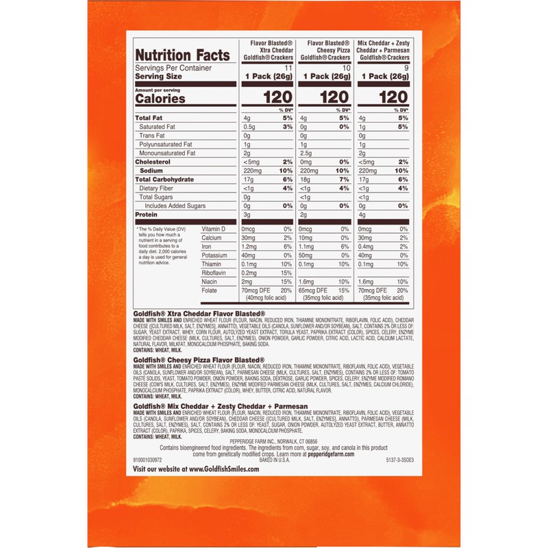 Goldfish Bold Mix Variety Pack Snack Crackers, 1 oz Snack