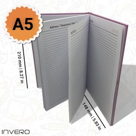 Invero 2025 Week To View Diary A5 Hardback Diary - Jan 2025 to Dec 2025 Planner Organizer Calendar with Hour Intervals & Worldwide Travel and Metric Information - Purple