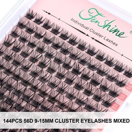 Fenshine Cluster Lashes, Individual Eyelashes, D Curl, 9-15 mm Length, DIY Eyelash Extension, Individual Soft False Eyelashes for Personal Use at Home (T02, 9-15 mm)
