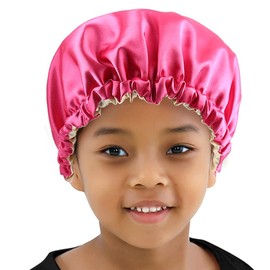 ELIHAIR Kids Bonnets Sleeping Cap for Teens Toddler Child Baby Hair Bonnets Night Sleep Cap Adjustable Reversible Double Layer Rose/Beige