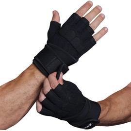 Workout Gloves for Men and Women Gym Weight Lifting Padded Gloves with Wrist Wrap Support, Full Palm Protection & Silicone Grip Gym Gloves,Cross Training, Fitness