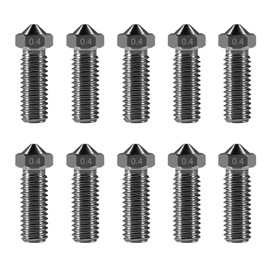 AITIAO 10PCS Hardened Steel Nozzle 0.4mm Volcano Nozzles V6 3D Printer Printed Head for J-Head Hotend Extruder Parts,Compatible Artillery/Sidewinder 3D Printer