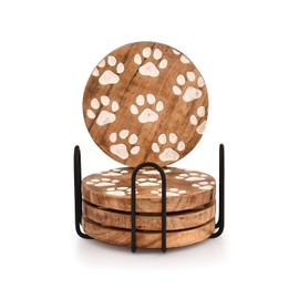 Kimona Coaster Set Cat Paw Coaster - Set of 4 Footprints Cups Place Mats for Home Décor Decor, Housewarming Gifts (Set of 4)