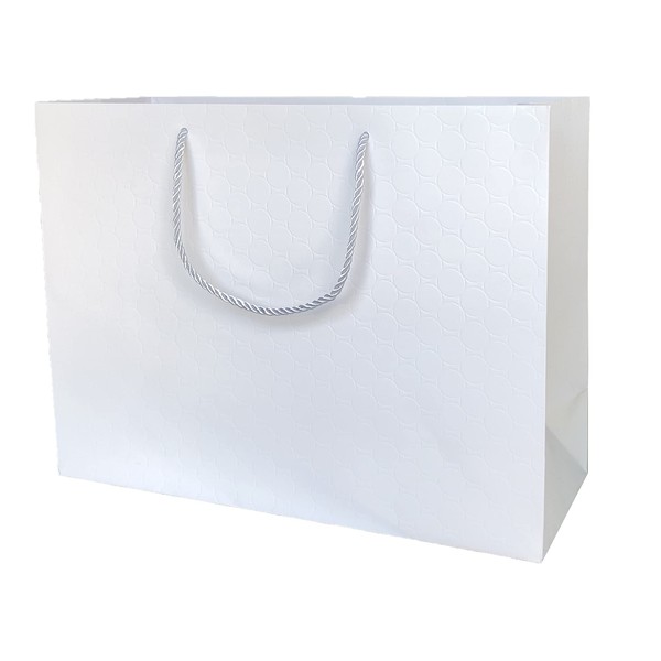 MODEENI 10 Extra Large White Gift Bags with Handles 16x6x12 Large Boutique Bags XL Luxury Matte Paper Shopping Bag with Silver Handles