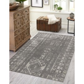 Unique Loom Lennon Collection Area Rug - Zal (9' x 12' 2" Rectangle, Gray and Ivory)