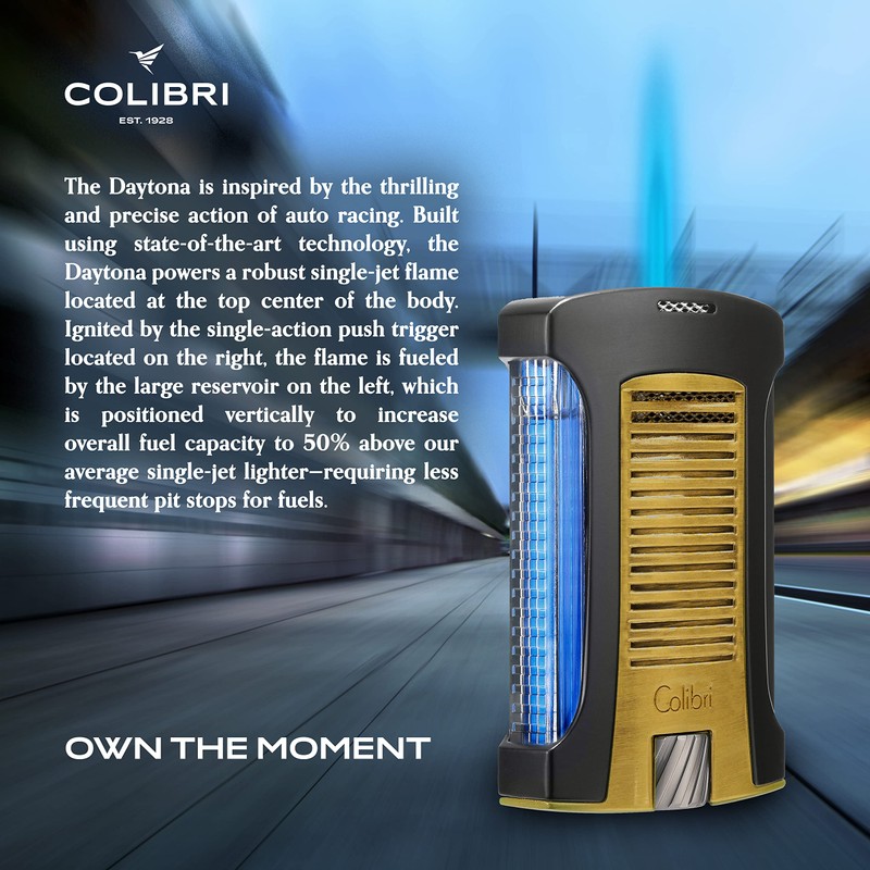 Colibri Daytona Windproof Butane Torch Lighter: Adjustable Flame, Refillable Single-Jet