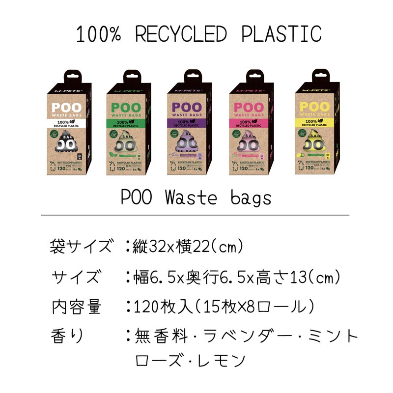 M-PETS POO 100% Recycled Plastic Etiquette Bag, Pet Poop Bag,