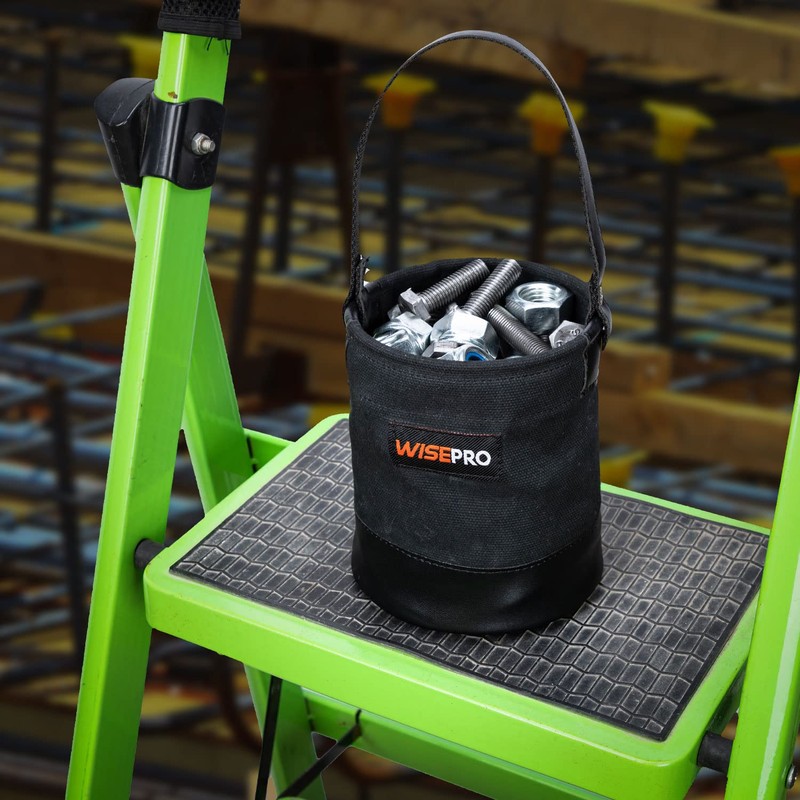 WISEPRO Canvas Mini Tool Bucket, 6 Inch Mini Tool Bag