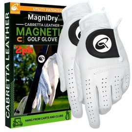 Golf Glove – Voted #1 for Comfort at The Professional Golf Merchandise Show in Orlando – Premium Cabretta Leather, Magnet-Driven Airflow to Stay Dry Between Shots (2pk M/L)