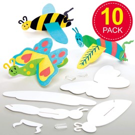 Baker Ross AT663 Bug Colour-in Gliders — Ideal for Kids' Arts and Crafts, Educational Toys, Gifts, Keepsakes and More (10 Pack)
