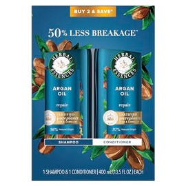 Herbal Essences Champu y acondicionador de aceite de argan sin parabenos, paquete doble, reparacion del cabello, 13.5 onzas liquidas cada uno, con... 