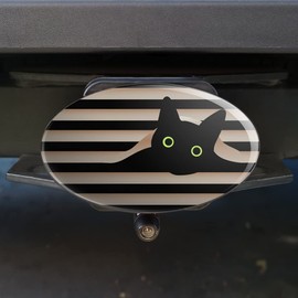 GRAPHICS & MORE Black Cat in Window Oval Tow Trailer Hitch Cover Plug Insert