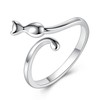 GemShadow Women Girls 925 Sterling Silver Adjustable Cat Ring