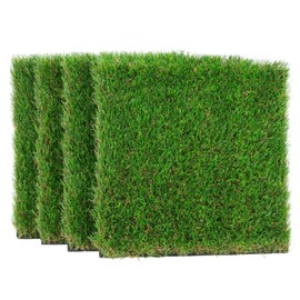 GLOBREEN Easter Thick Artificial Grass Squares Mat, 12" x 12" Green Synthetic Placemats Turf Grass Rug Fake Grass for Dogs, Patio, Indoor Outdoor Decor, 4 Packs