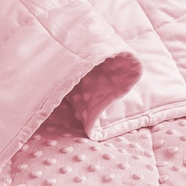ALANSMA Reversible Weighted Blanket for All Season, Luxury Velvet, Warm and Cool, Adult 5Lb Pink Weighted Blanket, Enjoy Sleeping Anywhere(Pink,35"x48" 5.5lbs)