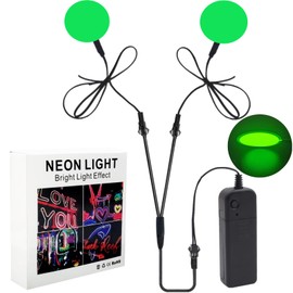 EL Glowing Eyes Panel Light Round Electroluminescent EL Neon Sheet Light with Battery Case DIY Cuttable EL Sheet for Cosplay Party Mask Decorations (Green 30mm), No Battery