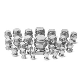 48 Pcs. BSPP Cap & Plug Assortment Hydraulic Adapter Fitting Kit Set, Galvanized Steel with Precision Threading